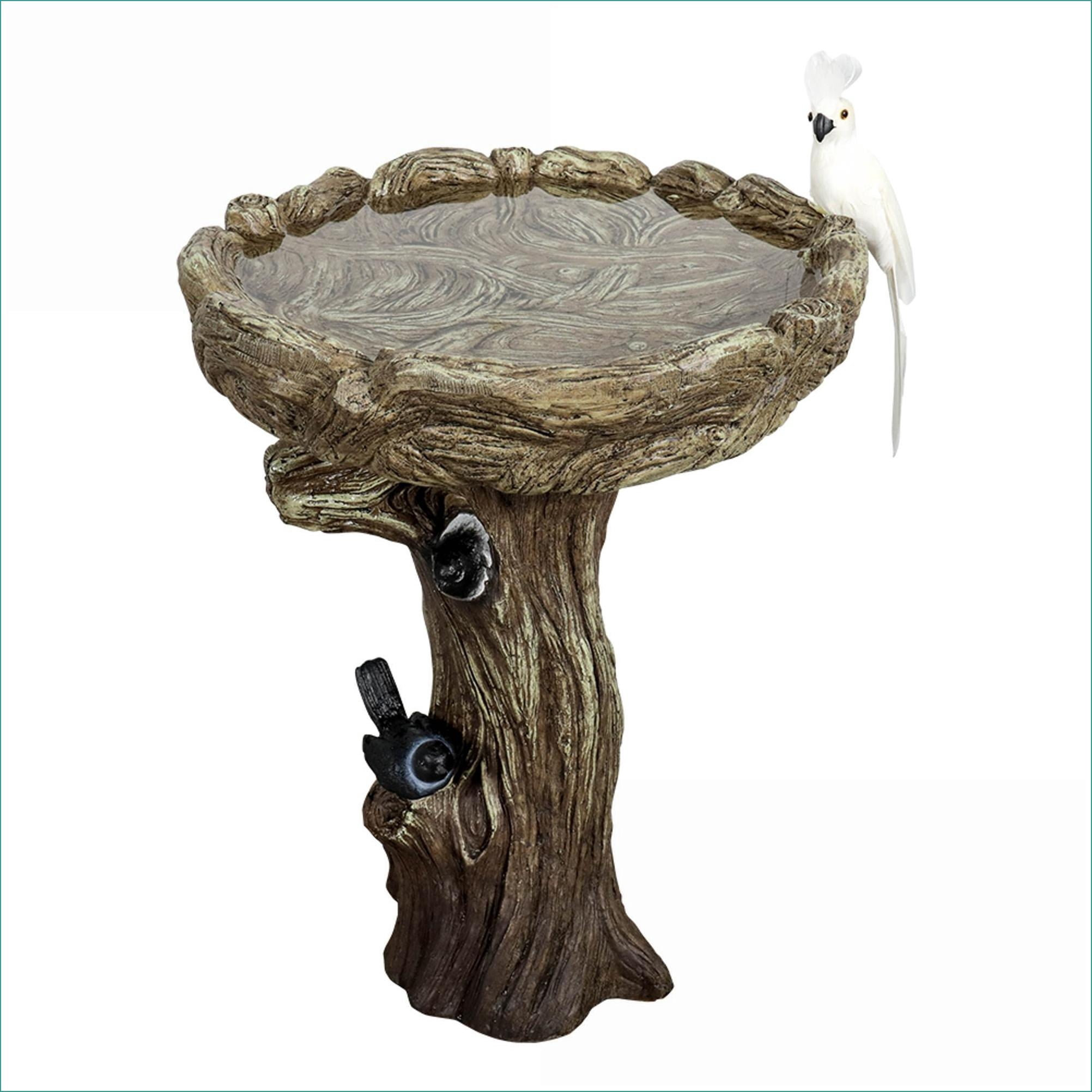 Bird Baths, 23" Tall Wood-Look Freestanding Concrete Pedestal for Garden Patio Yard | Concrete Cement | Birdbath