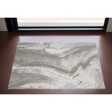 HomeRoots 2' X 3' Gray And Ivory Abstract Power Loom Area Rug
