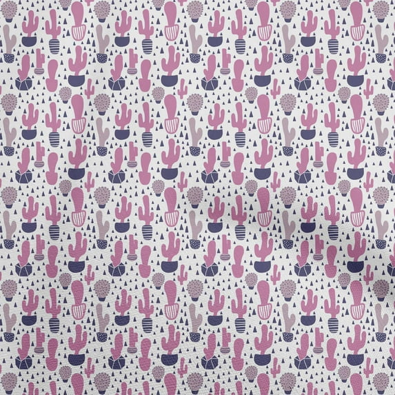 oneOone Cotton Cambric Pink Fabric Cactus Craft Projects Decor Fabric Printed By The Yard 56 Inch Wide