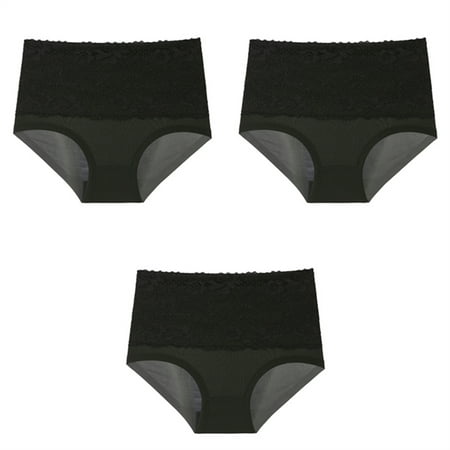 

3 Pack Women Lace Panties Underwear High Waist Seamless Breathable Briefs Underwear Full Coverage Briefs Plus Size