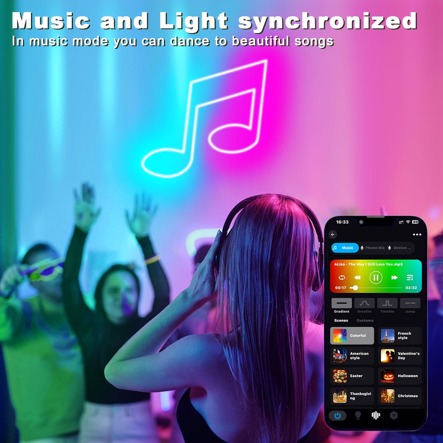 Gliztech 66FT Neon LED Strip Outdoor, IP68 Waterproof WiFi Neon Rope Light Compatible with Alexa, 24V RGB Music Sync Silicone LED for Bedroom, Party, Patio Decoration