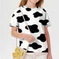 thumbnail image 5 of Xdegoge Toddler Kids Girls Summer Tops Short Sleeve Cow Pattern T-Shirts Casual Crew Neck Graphic Tee Fun Animal Print Everyday Wear, Size 4-5T, 5 of 9