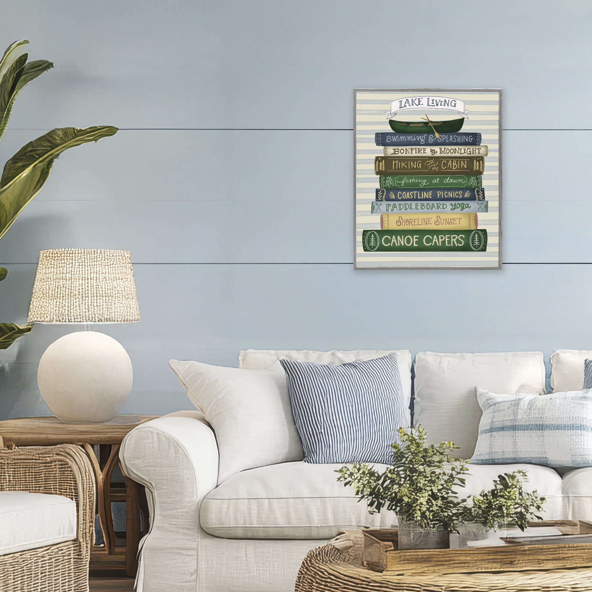 Stupell Industries Lake Living Books Gray Framed Giclee Art, design by Giao Williams