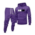 thumbnail image 2 of PARIS DREAM MAKER Men's Winter 2-Piece Casual Set, Printed Hooded Sweatshirt and Sweatpants, Sportswear Lounge Outfit For Street Style and Daily Use,Purple,XL, 2 of 5