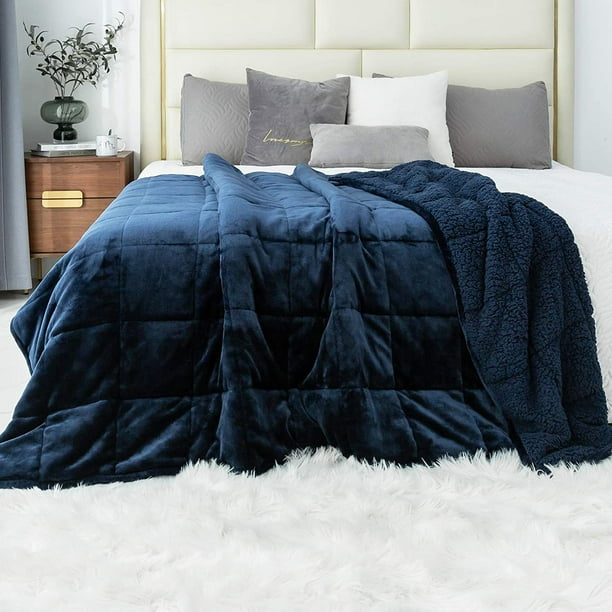 Sherpa Fluffy Weighted Blanket 20lbs for Adult,Dual Sided Cozy Fuzzy