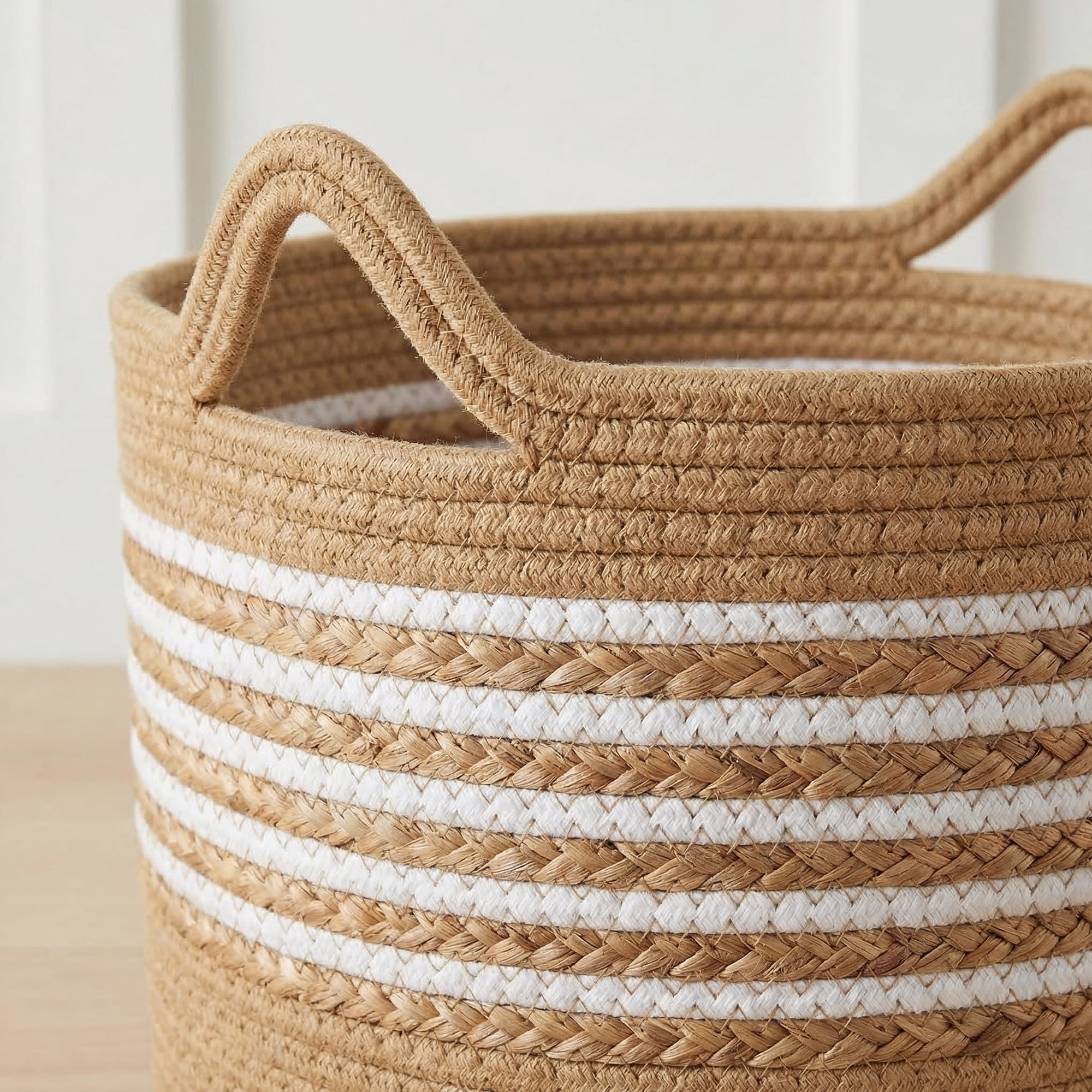 Unique Bargains Multiple Use Woven Storage Bin for Home Light Brown 13.8*13.8*10.6in