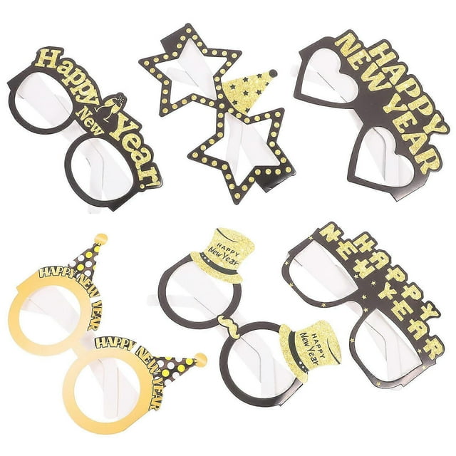 New Year Party Paper Glasses 6Pcs Assorted Color Festive Photo Prop Eyewear