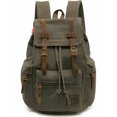 thumbnail image 1 of Mochila HuaChen M32 Vintage de Lona y Cuero 29L Verde Ejército, 1 of 7