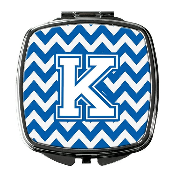 Letter K Chevron Blue and White Compact Mirror CJ1045-KSCM
