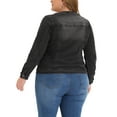 thumbnail image 4 of MODA NOVA Juniors Plus Size Outfits Jean Long Sleeves Collarless Denim Jacket, 4 of 7