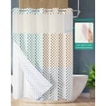 thumbnail image 2 of No Hook Shower Curtain with Snap in Liner, Green Orange Blue Gradient Geometric Color Block Hotel Shower Curtains for Bathroom, Washable Shower Curtain Liner Set with Mesh Top Window, 66"x72", 2 of 6