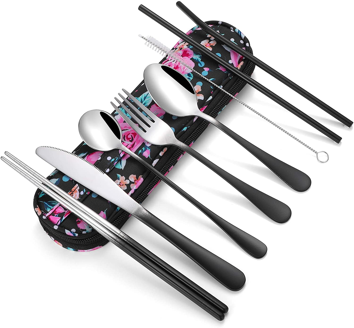 Travel Utensils,Reusable Silverware Set To Go Portable Cutlery Set with