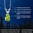thumbnail image 2 of Gem Stone King 14K White Gold Green Peridot and White Moissanite Pendant Necklace for Women | 1.34 Cttw | Gemstone August Birthstone | Pear Shape 9X6MM | With 18 inch Chain, 2 of 7