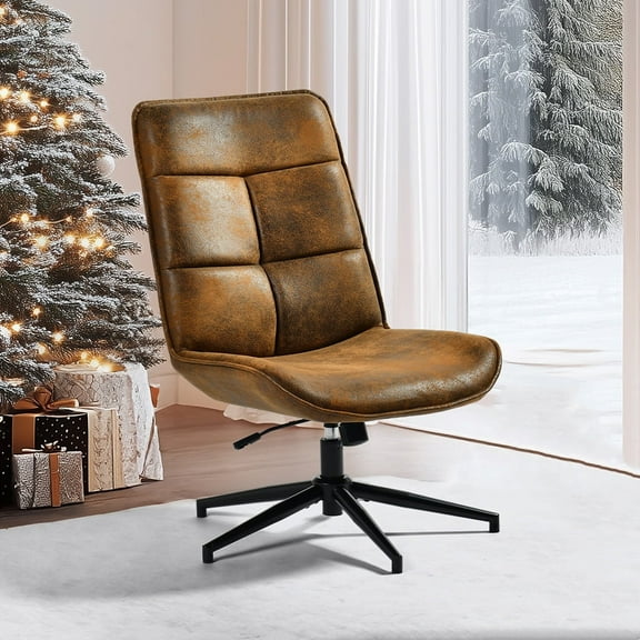 Homy Casa Swivel Guest Chair, Modern Classic Height Adjustable Reception Chair with Wide Seat High Back for Waiting Room Office Home Meeting Conference, Brown