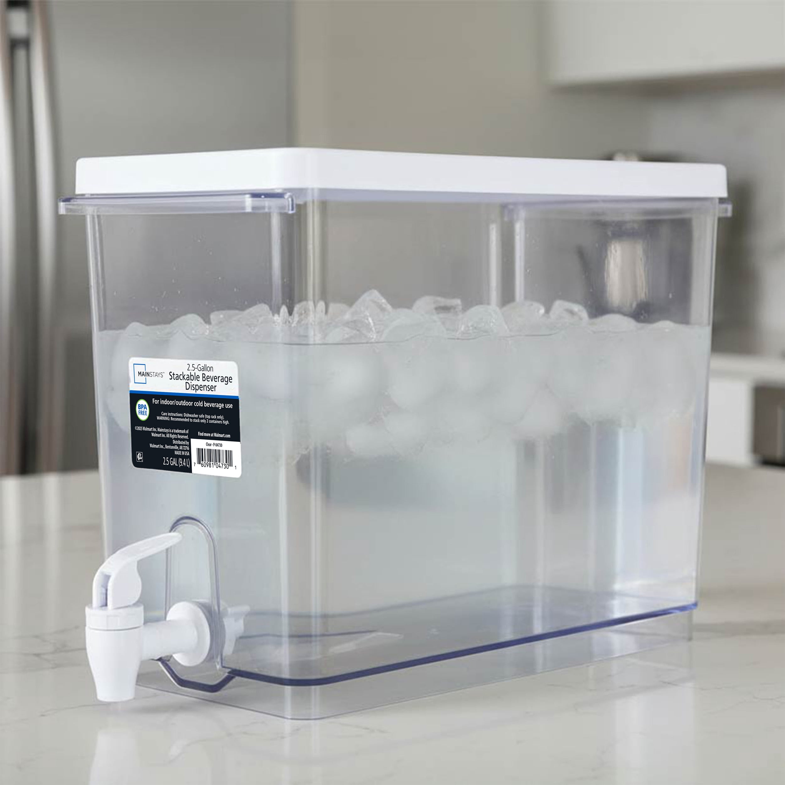 Mainstays 2.5 Gallon Drink Dispenser, Well Suited to Chilled Drinks for Entertaining or Refrigerator Storage