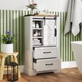 thumbnail image 2 of Gymax Farmhouse Bathroom Floor Cabinet w/Sliding Door Adjustable Shelves & 2 Drawers, 2 of 10