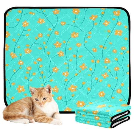 Washable Pet Pee Pads with Super Absorbent Reusable Training Pads for Dogs & Cats Cute Small Flowers