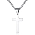 thumbnail image 1 of LAICAIW Bijoux Collier Croix Simple Pendentif en Acier Inoxydable pour Hommes Femmes avec Chaîne de Blé 22 24 Pouces, 1 of 5