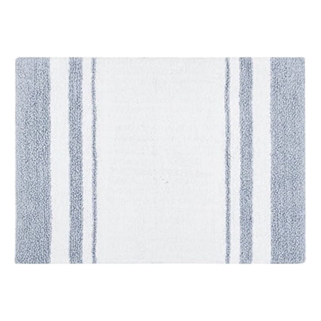 MAYEERTY Medium Pile Cotton Reversible Bathroom Rug, Non-Slip Bath Mat, Blue, 20"W x 30"L