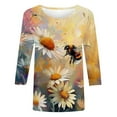 thumbnail image 5 of CYMMPU Loose Fit Round Neck Bee Pattern Blouses for Women Dressy Casual Fall Trendy Shirts 3/4 Sleeve Spring Tunic Tops Lightweight Basic Tees XXXXXL, 5 of 5