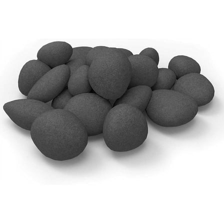 24 Pcs Black Stone-Like Ceramic Fibre Pebbles for Gas fireplaces, Stove, Gas firepit