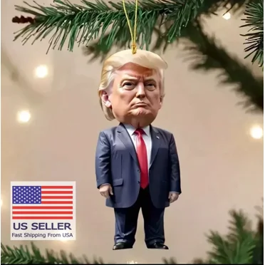 Patiotic Donald Trump 2024 Christmas ornament - Acrylic Tree Decor, Holiday Gift
