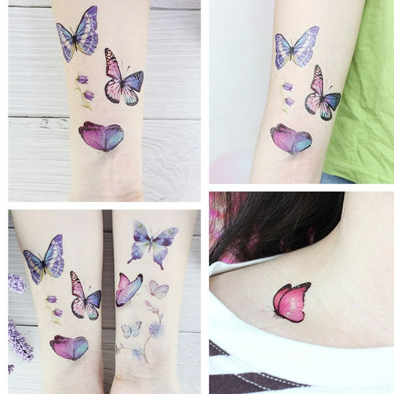 3D Butterfly Temporary Tattoos - Set of 10 - Body Art Waterproof Womens  Kids