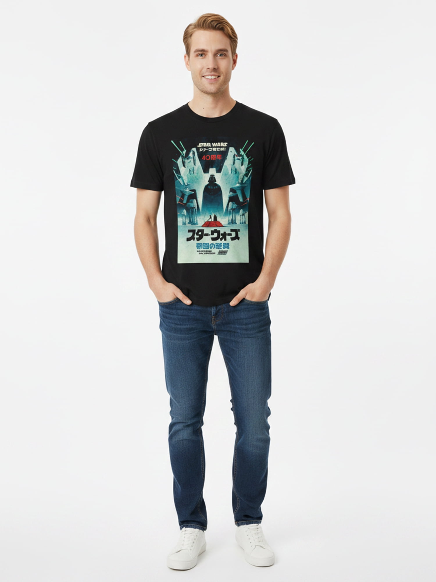 Star Wars Men’s Graphic Short Sleeve Tee, Japanese-Style Movie Poster, Sizes S–3XL