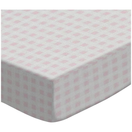 SheetWorld Fitted Sheet (Fits BabyBjorn Travel Crib Light) - Pastel Pink Gingham Woven
