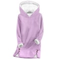 thumbnail image 6 of Zunfeo Women's Fleece Lined Hoodie - Cozy Fall Winter Plush Sweatshirts Warm Tunic Tops Hoodies, Relaxed Fit with Side Snap for Cold Weather Purple M, 6 of 6
