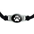 thumbnail image 3 of Paw Print Dog Cat White on Black Novelty Suede Leather Metal Bracelet, 3 of 6