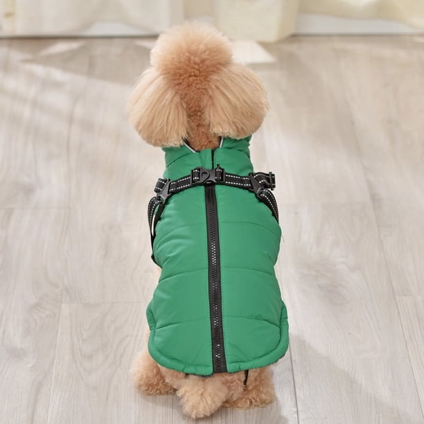 Ropa de algodón para perros de otoño e invierno con correa reflectante cálida y acolchada de algodón