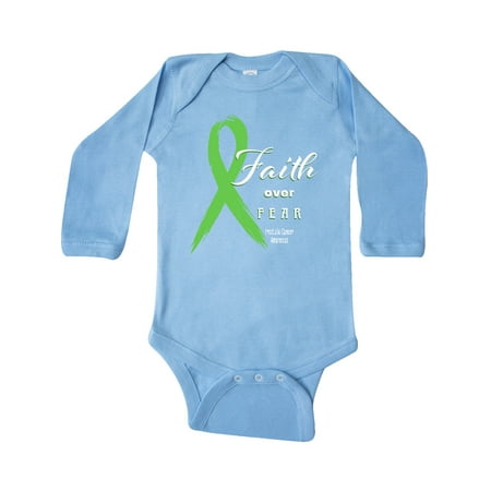 

Inktastic Faith over Fear Prostate Awareness with Green Ribbon Gift Baby Boy or Baby Girl Long Sleeve Bodysuit