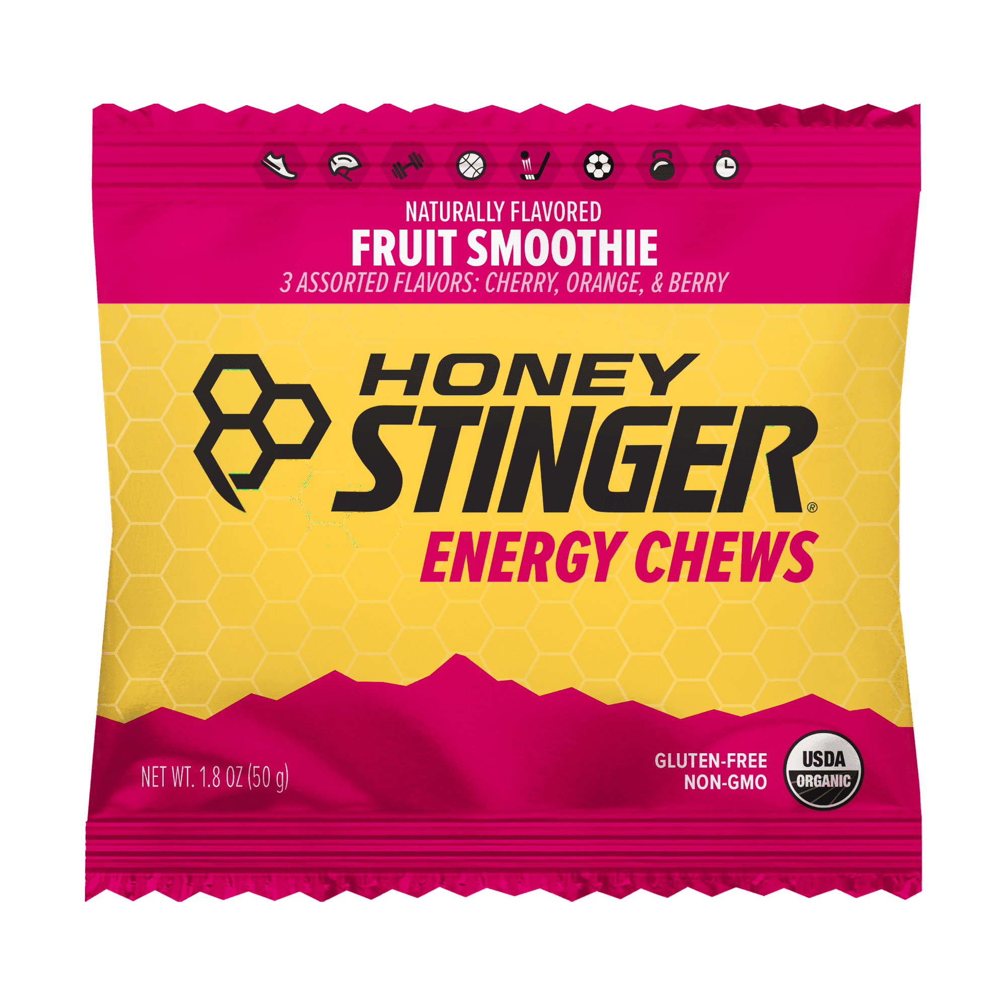 (2 pack) Honey Stinger Organic Energy Chew, Fruit Smoothie, 1.1 oz, 1 Count