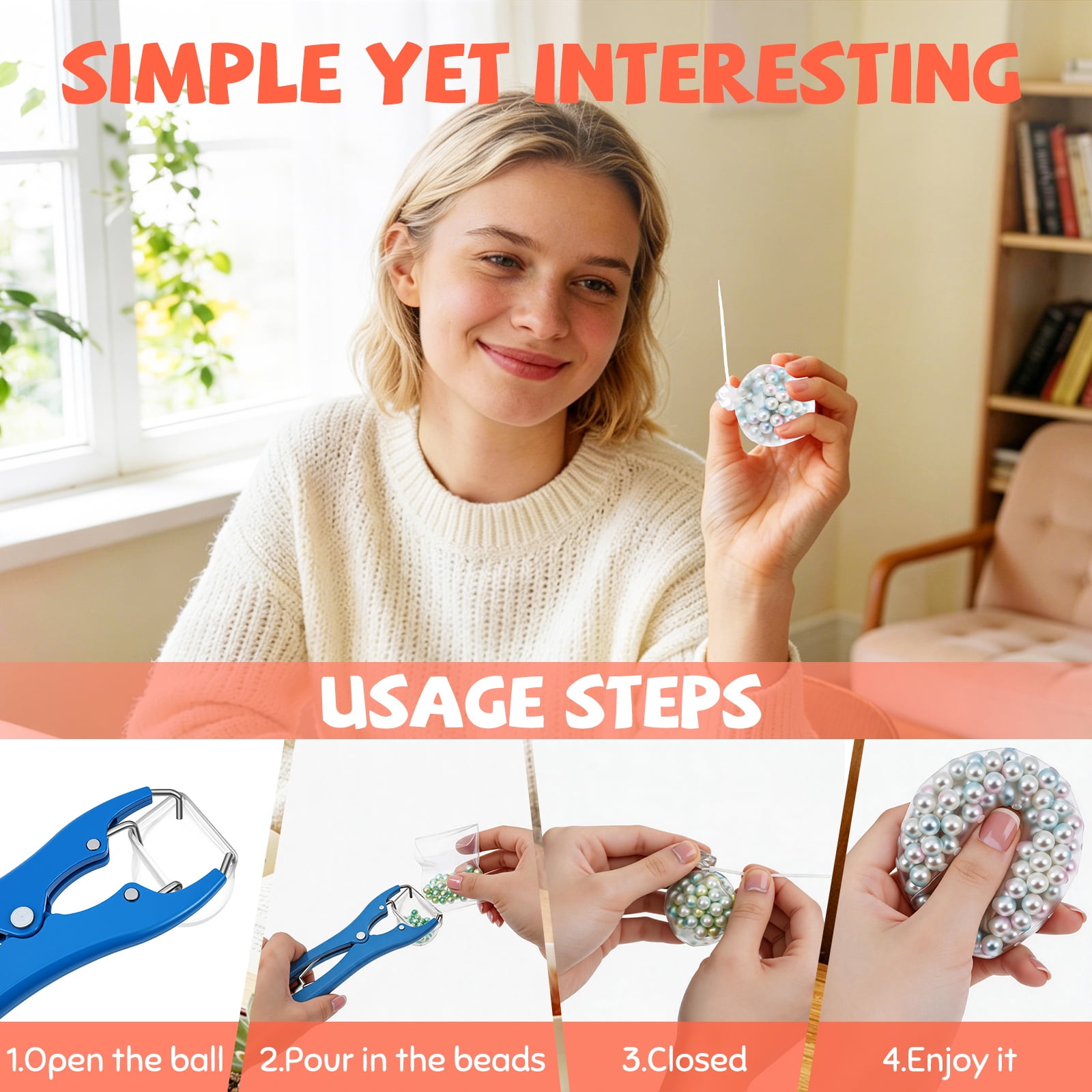 DIY Stress Ball Making Kit Complete Squishy Ball Maker Set with Expander Tool and Fillers for Handmade Squishy Toys