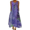 thumbnail image 1 of Niuer Women Long Dress Abstract Print Summer Beach Sundress V Neck Maxi Dresses Sexy Sleeveless Purple 2XL, 1 of 2
