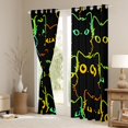 thumbnail image 3 of jejeloiu Cartoon Cat Blackout Curtains Set of 2 (52x84 Each),Neon Stripe Kitten Window Curtains,Colorful Ombre Curtains and Drapes For Girls Boys,Super Cozy Room Decor, 3 of 6