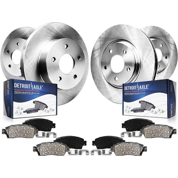 Detroit Axle - 8pc Brake Kit for Toyota Camry Avalon RAV4 C-HR Corolla Cross Lexus ES250 ES350 ES300h UX200 UX250h, Disc Brake Rotors Brakes Pads Replacement: 12.01" inch Front 11.06" inch Rear Rotor