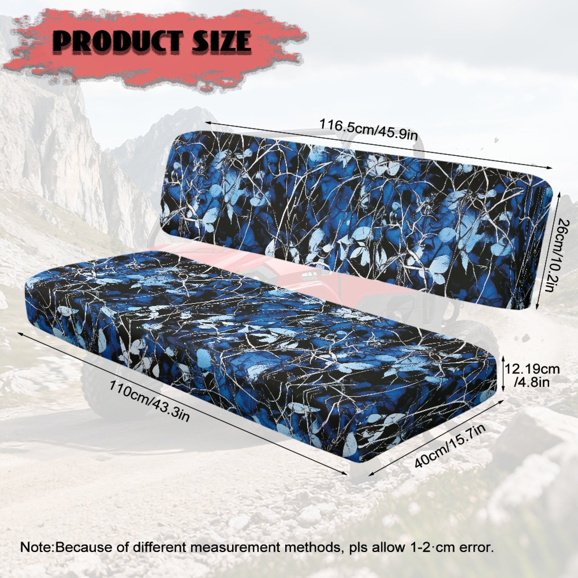 ZIATUBLES 2-Pack UTV Front Seat Covers with Blue Leaf Camo Print, Compatible with Kawasaki Mule 3000 3010, Washable Polyester Protective Cover, Fade & Wear Resistant