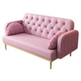 thumbnail image 5 of Modern Upholstered Loveseat Sofa, ONE PIX Two Seater PU Sofa with Tulip Patterns, Sofa Couch with 2 Dumpling-shaped Pillows for Living Room, Bedroom, Office, Pink, 5 of 9