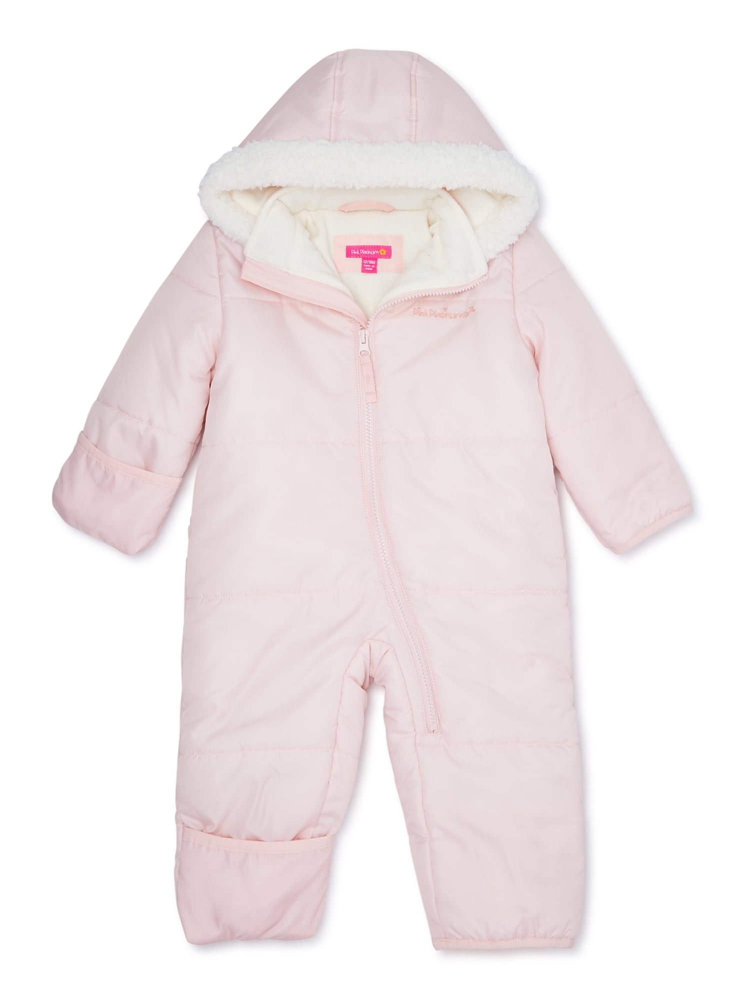 BABY GIRLS PADDED SNOWSUIT ALL IN ONE OUTDOOR COAT MITTS FEET THICK PRAMSUIT NEW 