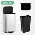 thumbnail image 2 of Pirecart Square Garbage Can, 13.2 Gal Stainless Steel Trash Can with Soft-close Lid & Foot Pedal, Kitchen Trash Can with Removable Large-Capacity Inner Tub & Handle, Silver, 2 of 9