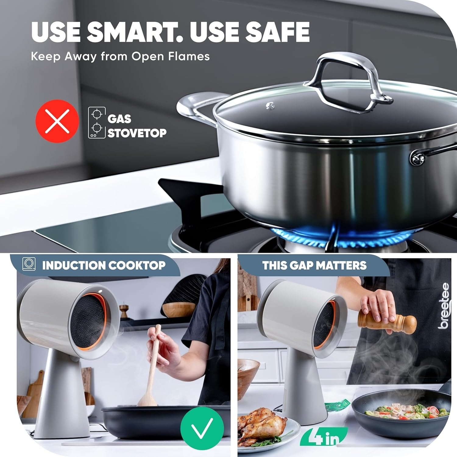 Portable Range Hood Kitchen - Powerful 3-Speed Suction Desktop Compact Range Hood - 2x Triple Filters - 2x Carbon Filters - Original Low Noise Kitchen Exhaust Fan with Large Oil Collection Cup