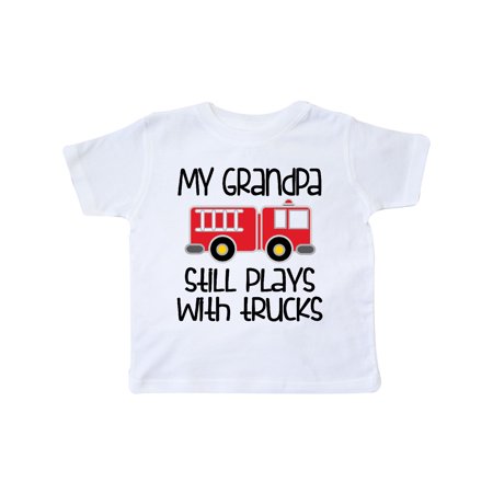 

Inktastic Firefighter Grandpa Plays With Trucks Gift Toddler Boy or Toddler Girl T-Shirt