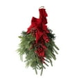 thumbnail image 2 of Couronne Artificielle de Noël à l'Envers Nœud Papillon Baies Rouges Décoration d'Arbre en Forme de Larme pour Décoration de Maison Festival Porte d'Entrée, 2 of 7