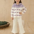 thumbnail image 2 of RXMEKW Knitted Sweater Set With Hood And Flared Pants For Girls In Black-White Cream Red-Black, 2 of 8