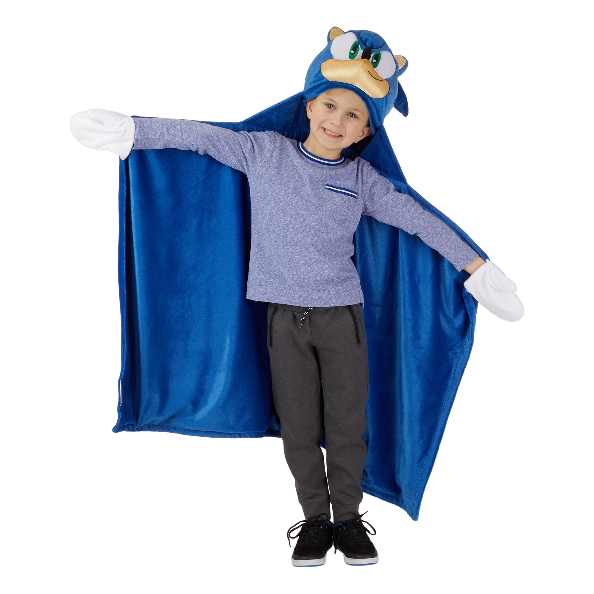 Sonic Kids Hooded Throw, Wearable Plush, Blue