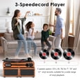thumbnail image 4 of Udreamer Wireless Bluetooth Turntable, 3-Speed Vinyl Record Player with Dual-Split Speakers, Wood Finish & Clear Dust Cover,Lights Logo, 4 of 14