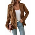 thumbnail image 3 of Chaqueta Blazer Informal de para Mujer, Elegante Chaqueta de Traje de un Solo Pecho con Solapa con Muescas, Blusas Café Marrón S, 3 of 10