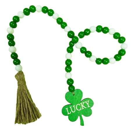 

Christmas Door Garland for Front Door String Tassel Beads St Patricks Day Beaded Garland Natural Wooden Bead Rope Bead Tassel Hanging Ornament Rustic Replacement Chandelier Teardrop